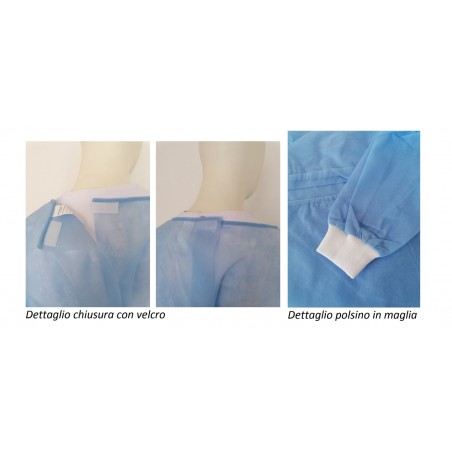 CAMICE MONOUSO (NON STERILE) TNT AZZURRO TAGLIA UNIVERSALE