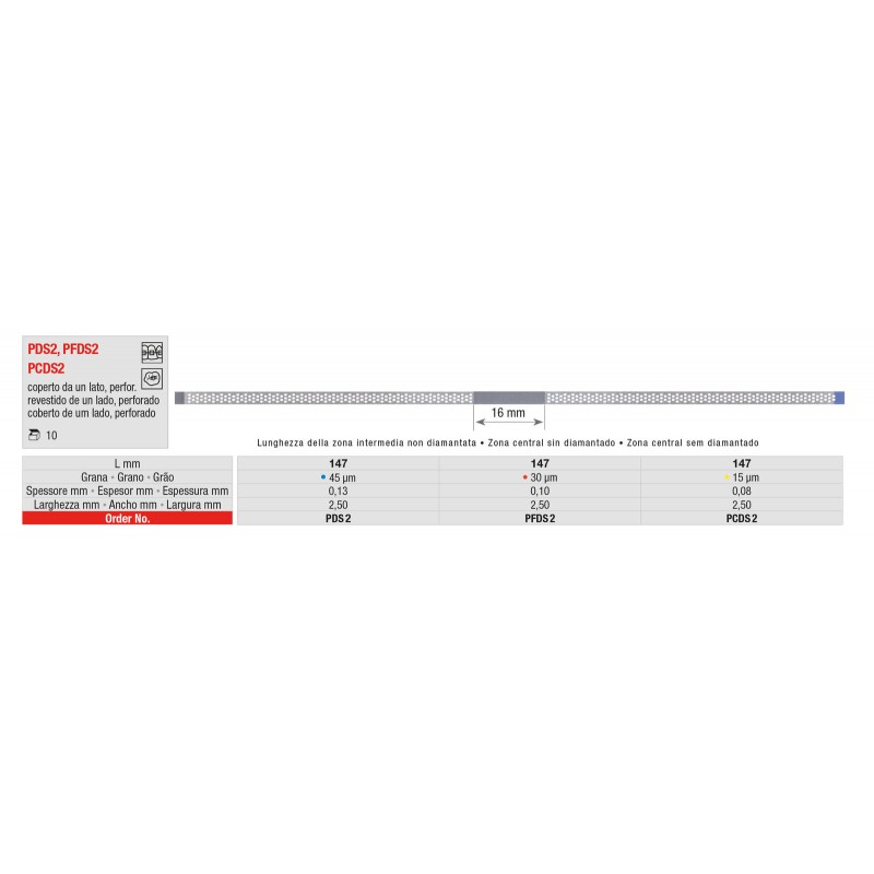 STRIP METALLICA DIAMANTATA PERFORATE PFDS2 - ROSSO